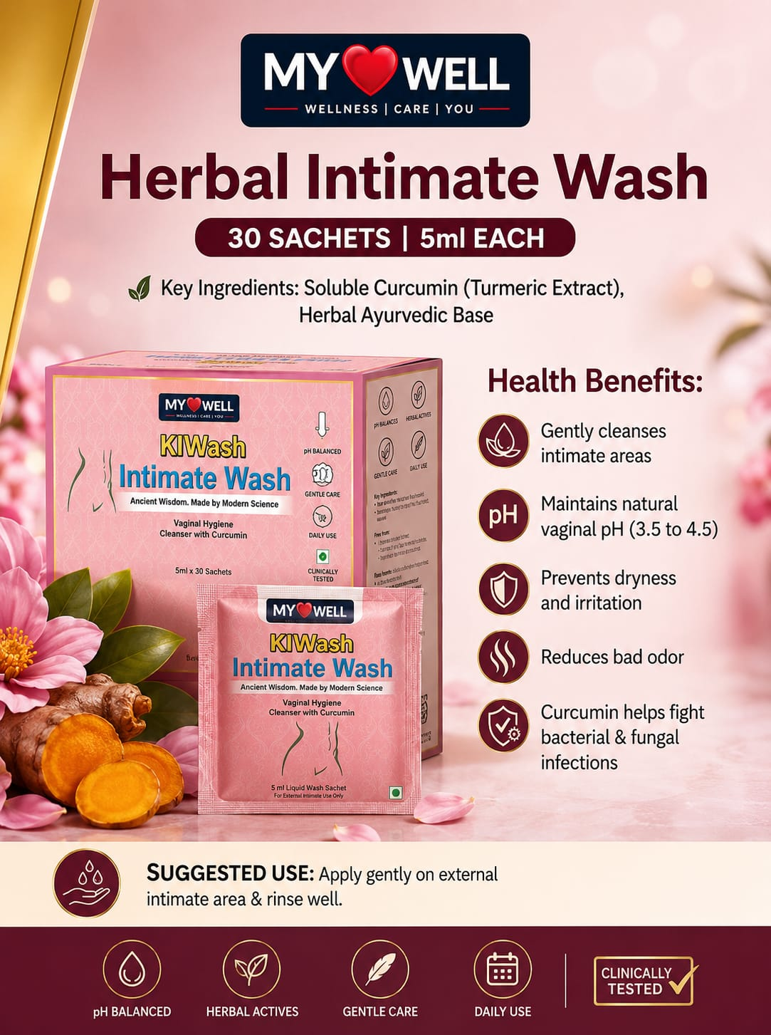 MY WELL Herbal Intimate Wash sachets